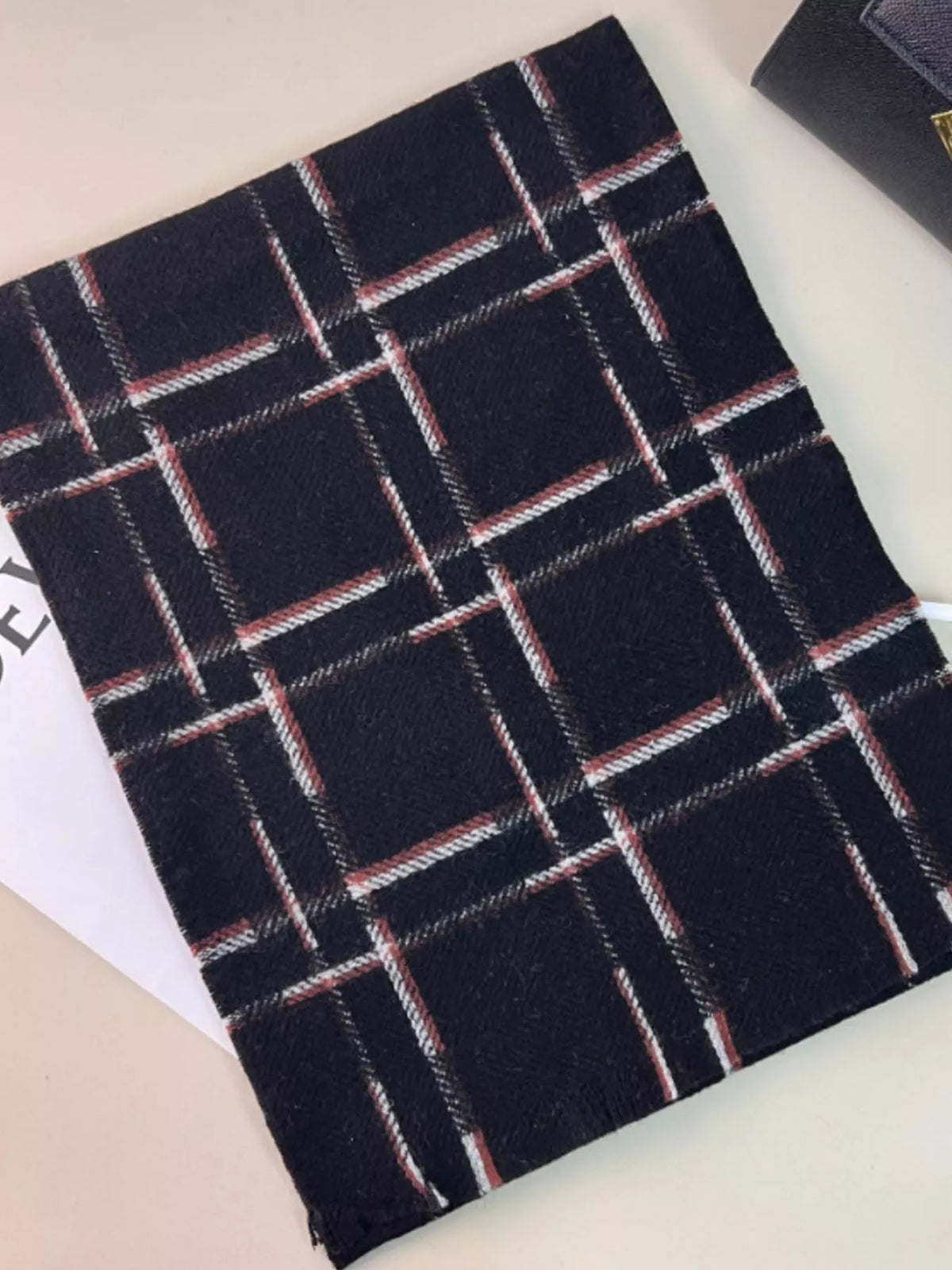 100% Wool Raw Hem Plaid Scarf - Lilixa.store