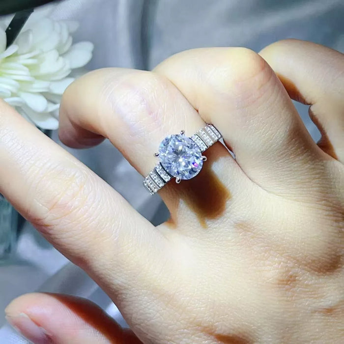 3 Carat Moissanite Oval 925 Sterling Silver Ring - Lilixa.store
