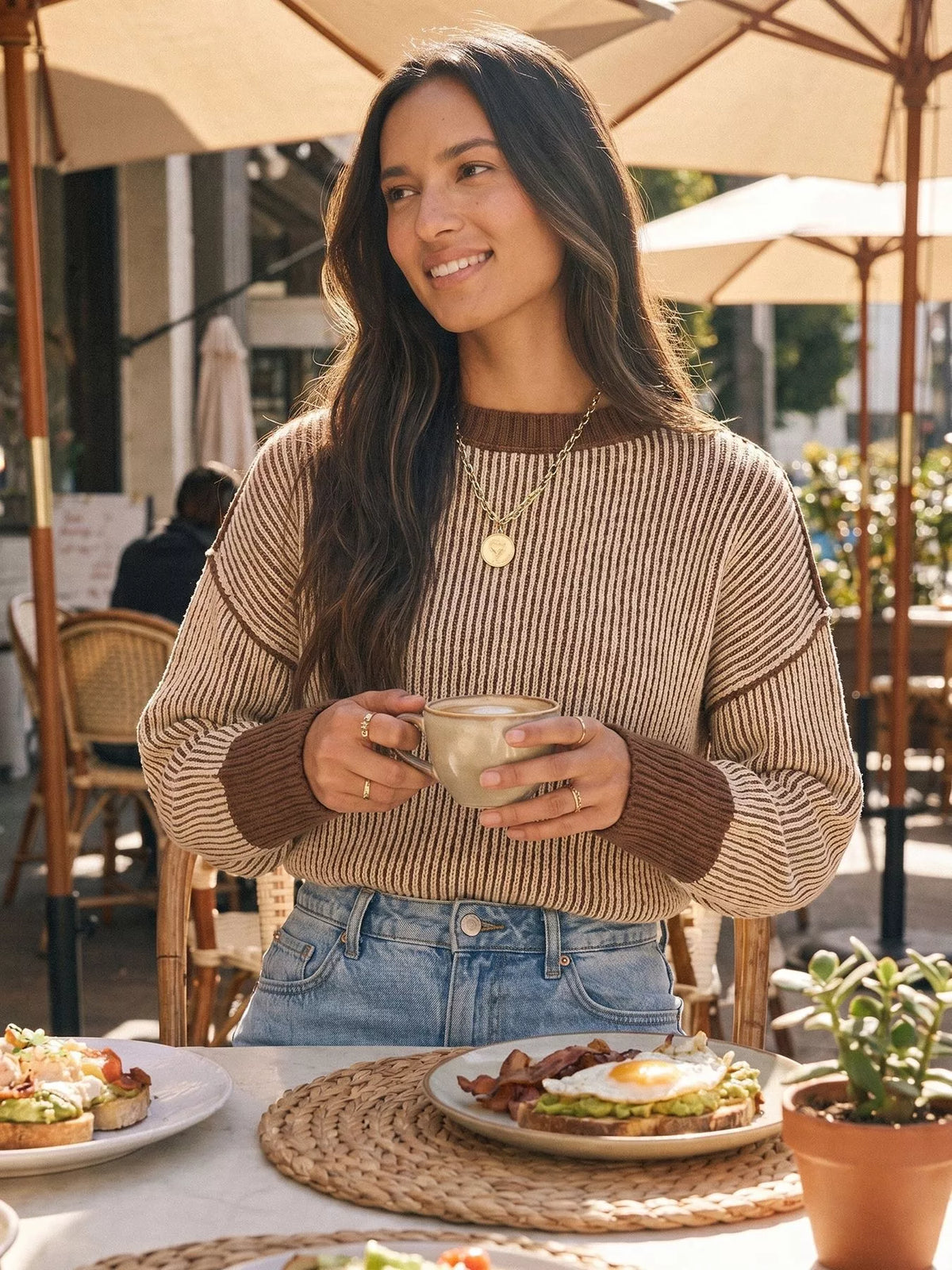 Ribbed Knit Side Slit Sweater, view 4