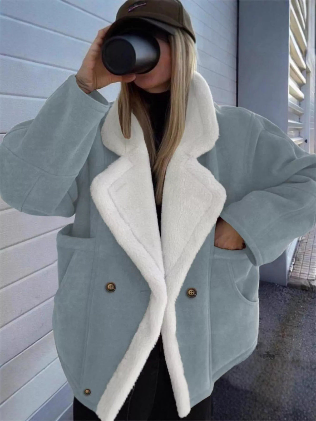 Plush Lined Dropped Shoulder Outerwear - Lilixa.store