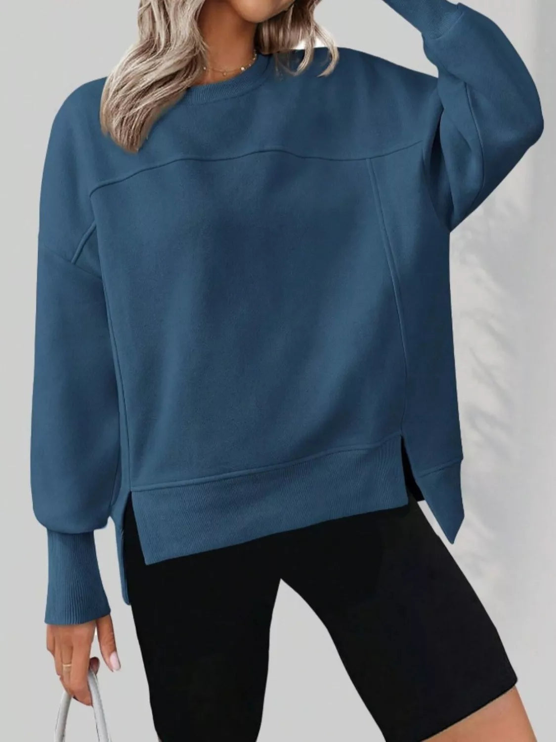Casual Loose Side Slit Sweatshirt - Lilixa.store