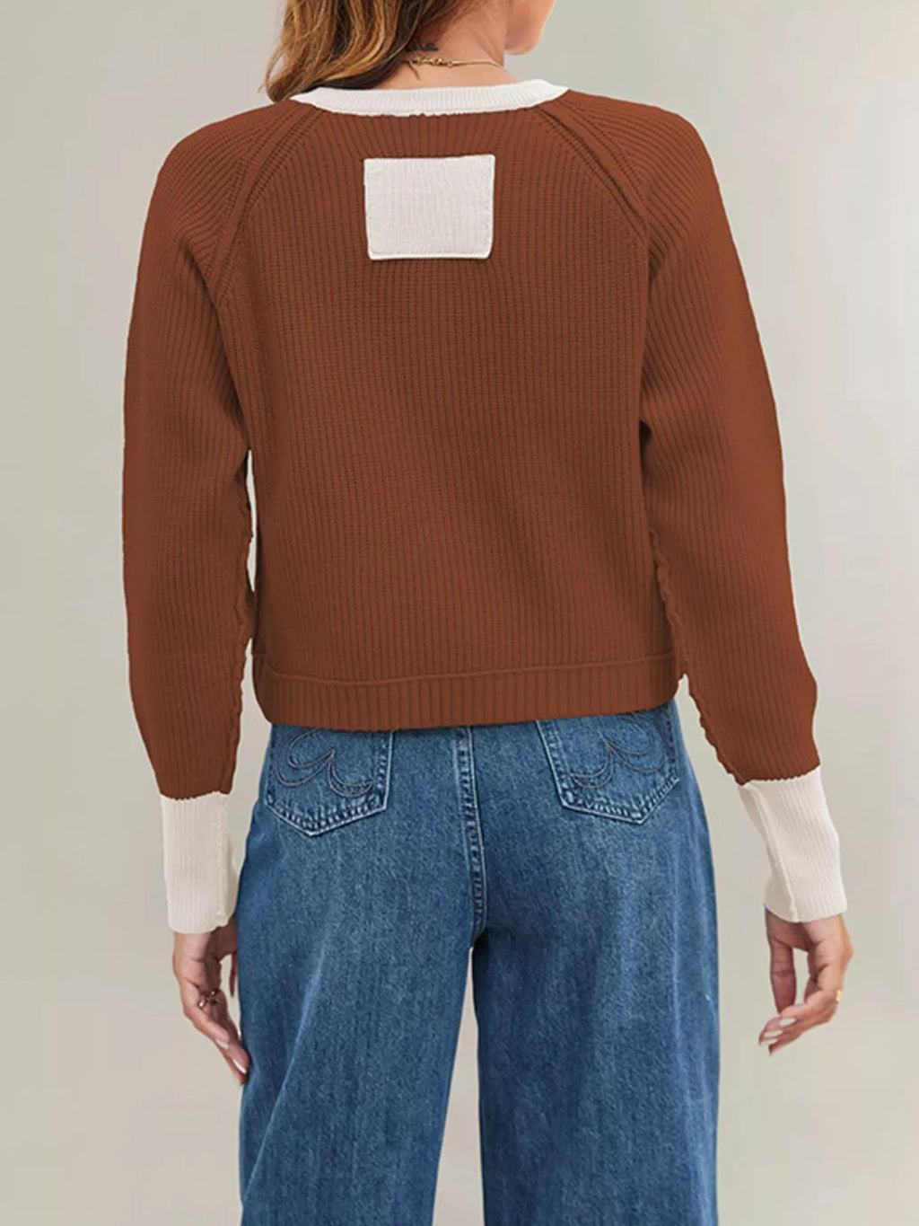 Color Block Ribbed Knit Button-Front Cardigan - Lilixa.store