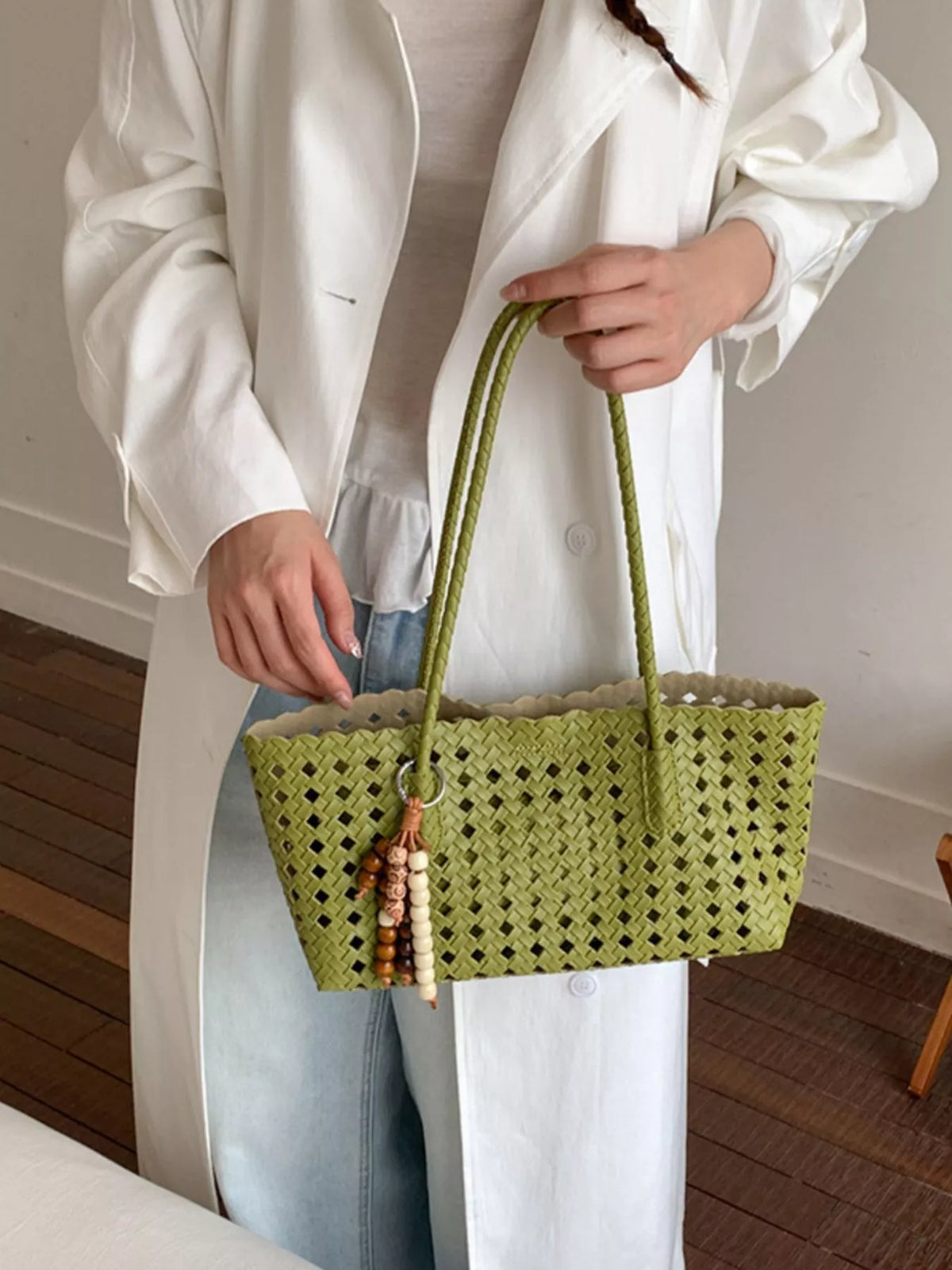 Woven Hollow-Out Shoulder Bag