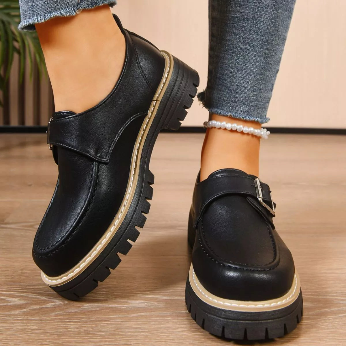 Round Toe Buckle Loafers, view 11