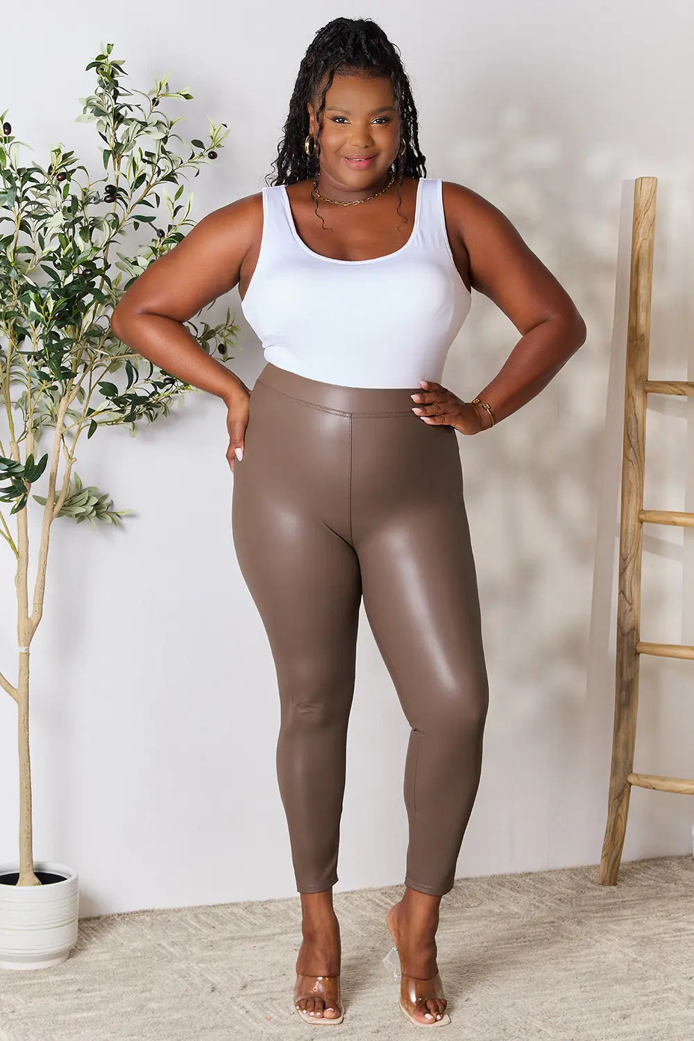e.Luna Full Size High Waist Skinny Pants Plus Size - Lilixa.store