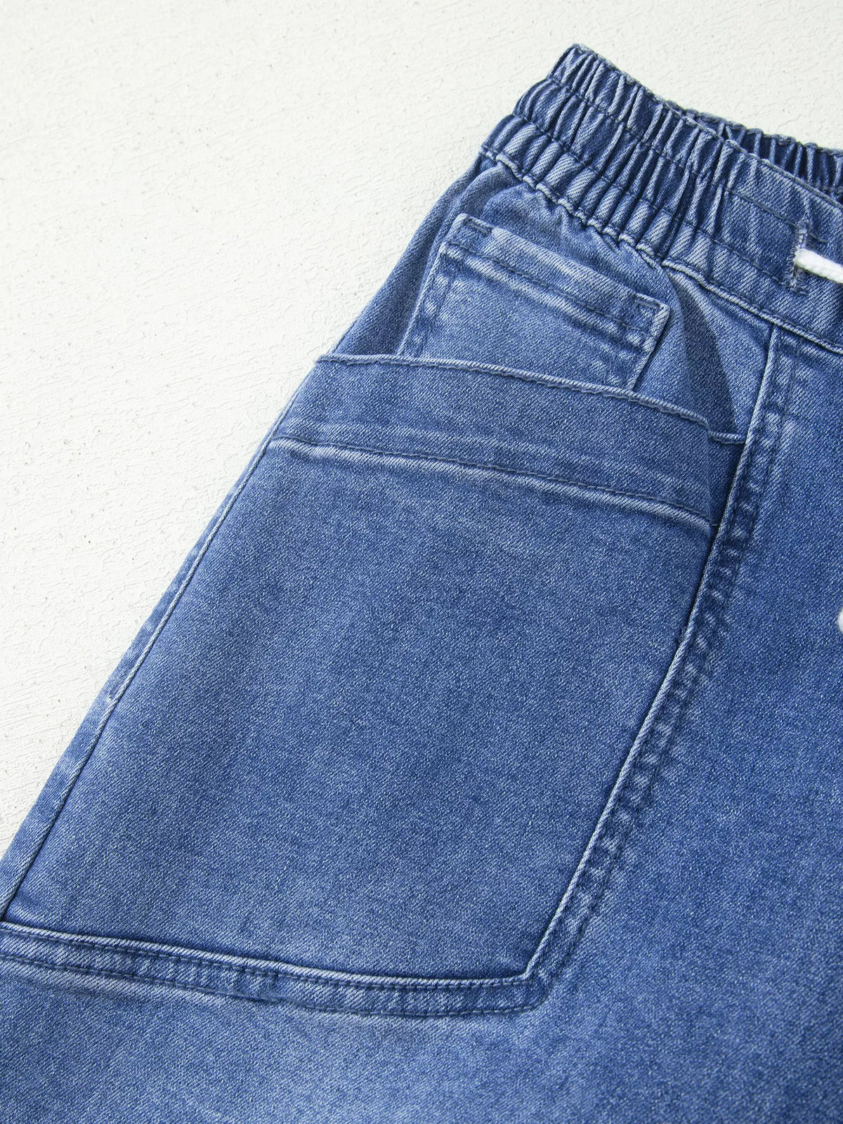 Drawstring Waist Ankle Length Casual Jeans Regular Fit Pocket Detail Jeans - Lilixa.store