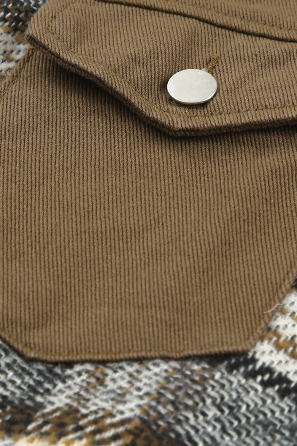 Plaid Collared Denim Jacket in Olive, view 6