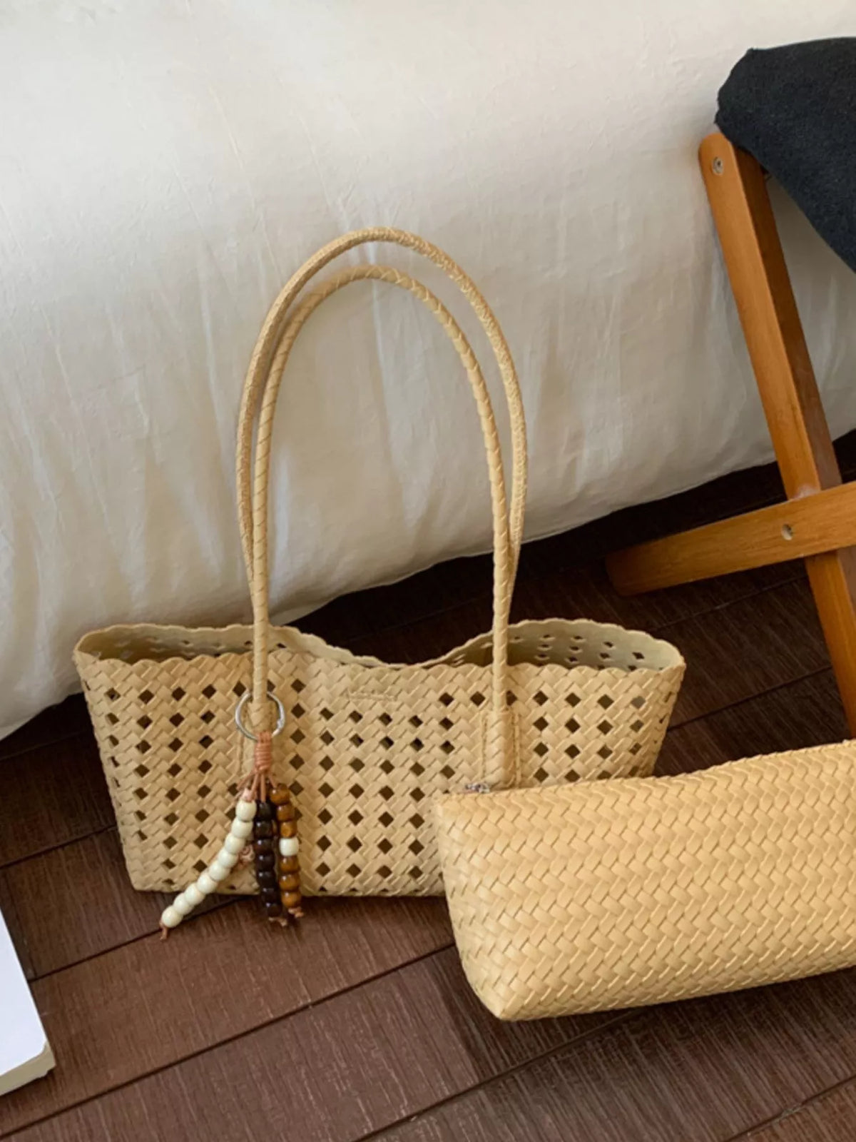 Woven Hollow-Out Shoulder Bag