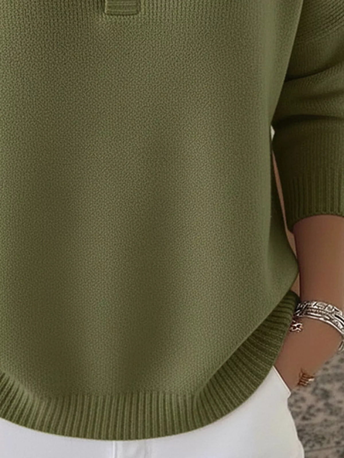 Full Size Button Detail Ribbed Knit Sweater Plus Size