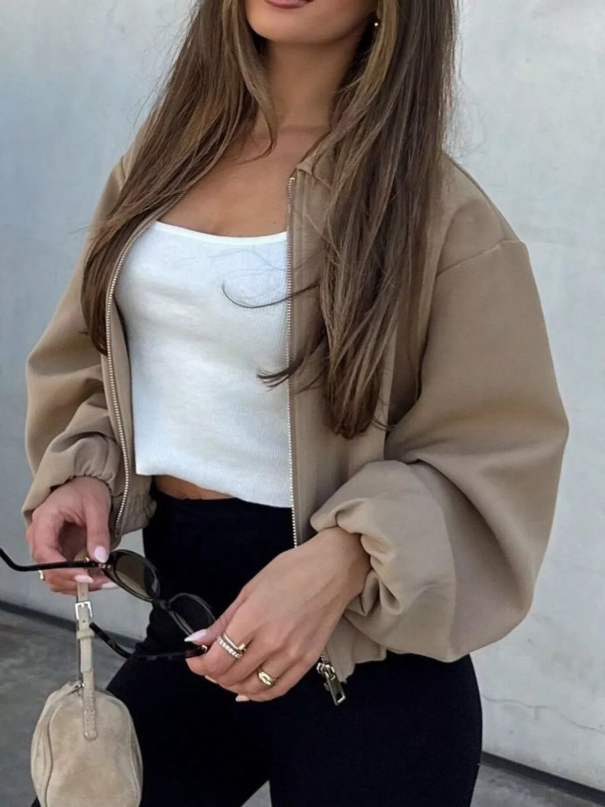Zip Up Cropped Jacket