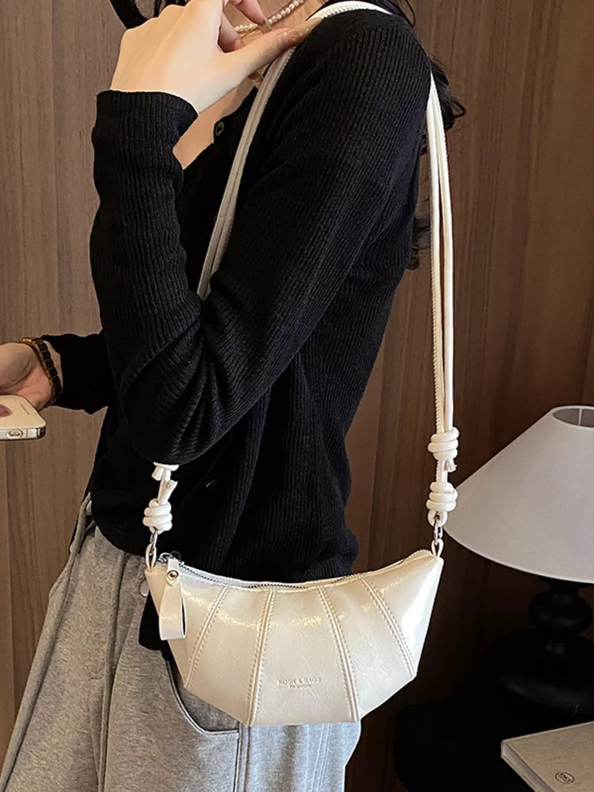 PU Leather Crescent Crossbody Bag - Lilixa.store