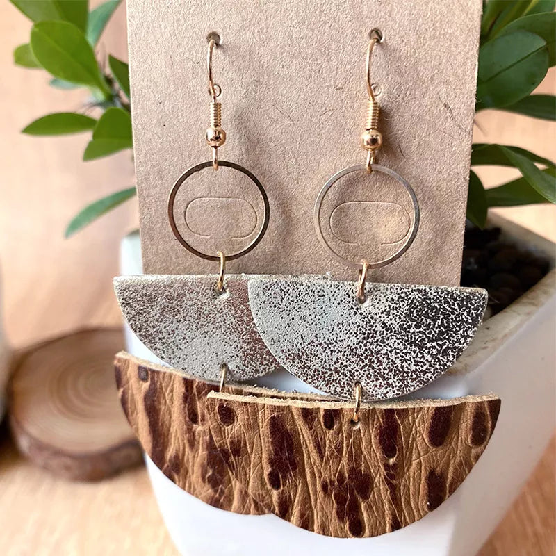 PU Semicircle Drop Earrings - Lilixa.store