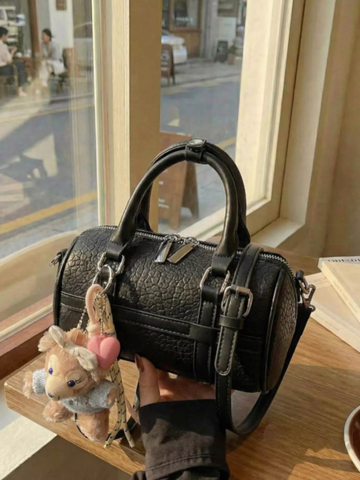 Textured Barrel Crossbody Bag