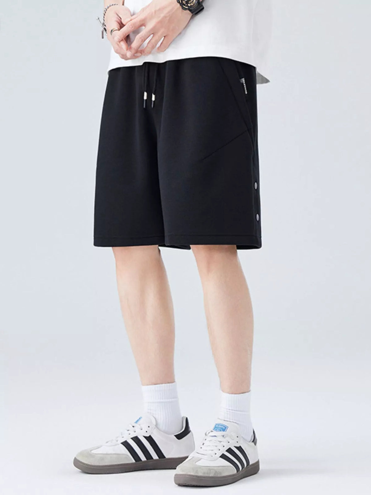 Men's Plus Size Casual Comfort Drawstring Shorts in Black