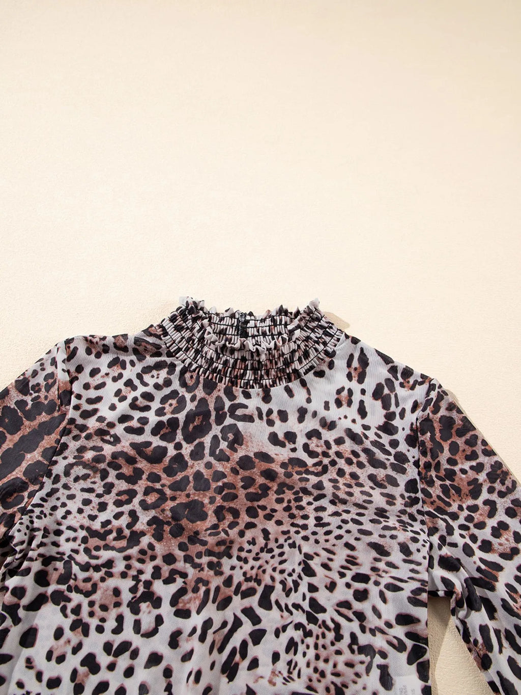 Leopard Print Long Sleeve Mock Neck Bodysuit - Lilixa.store