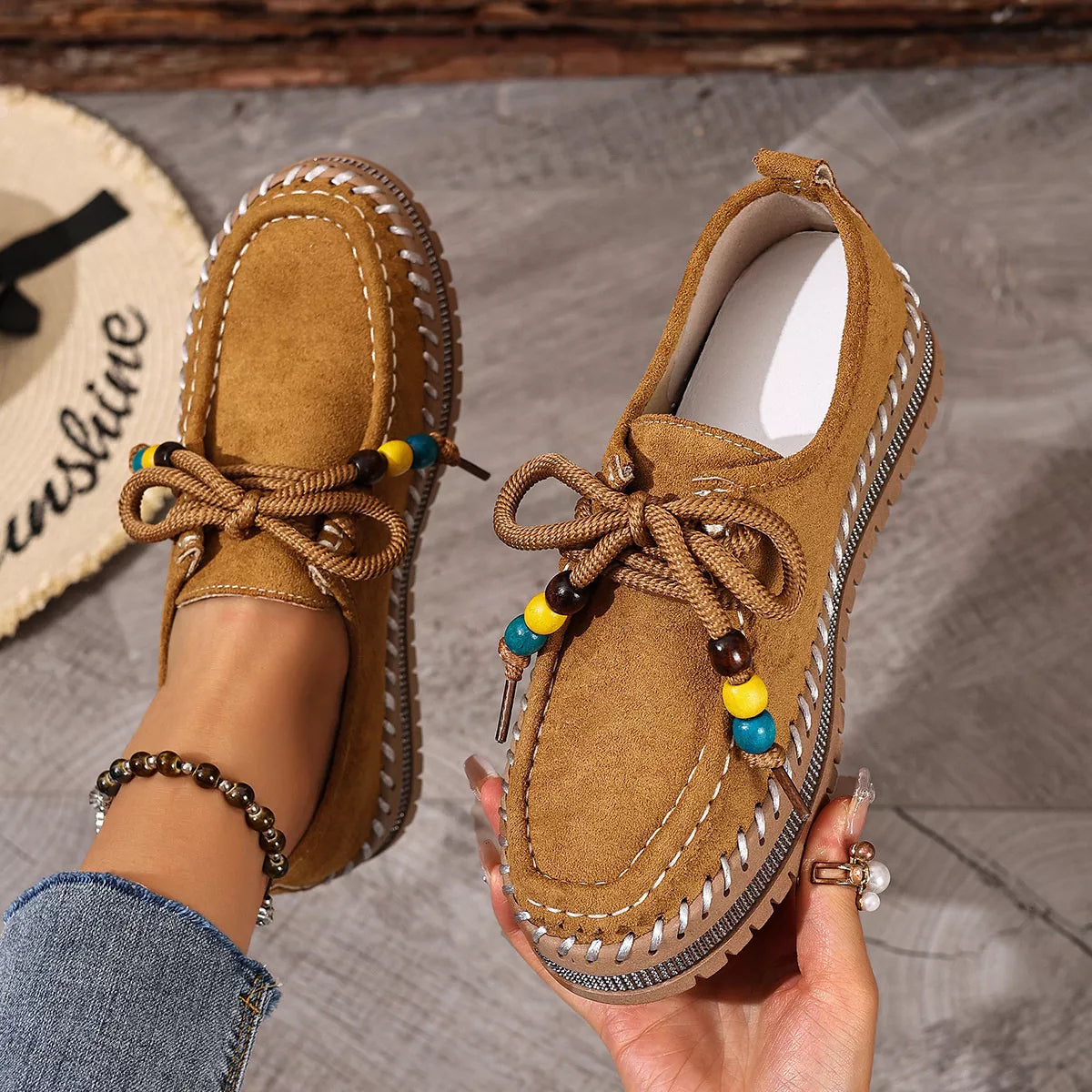 Round Toe Platform Loafers, view 4