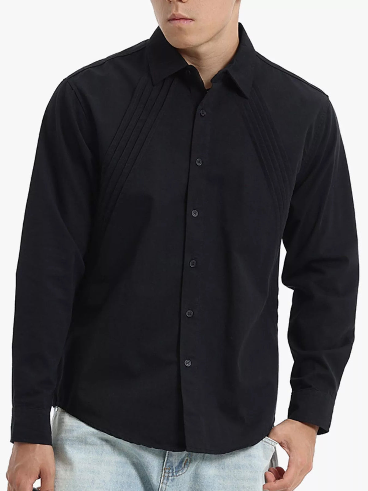 Men's Plus Size Long Sleeve Button-Down Shirt