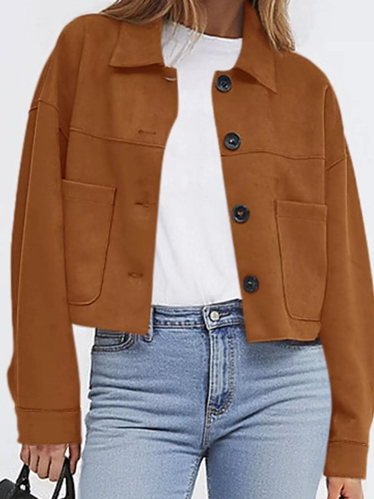 Button-Down Cropped Jacket