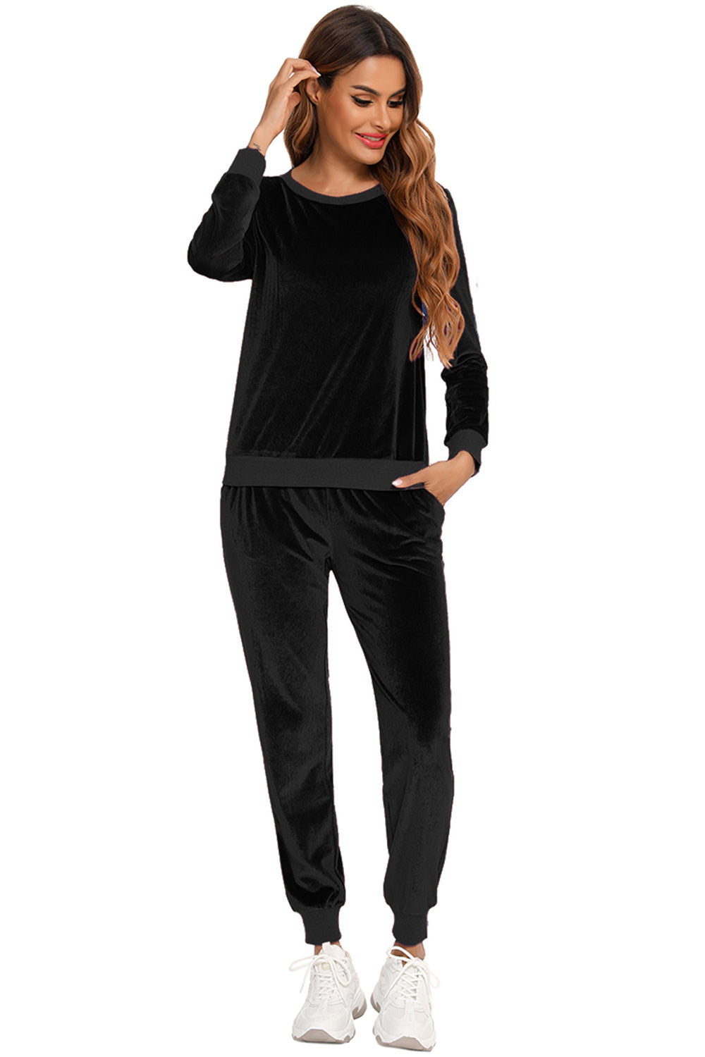 Round Neck Long Sleeve Loungewear Set with Pockets - Lilixa.store