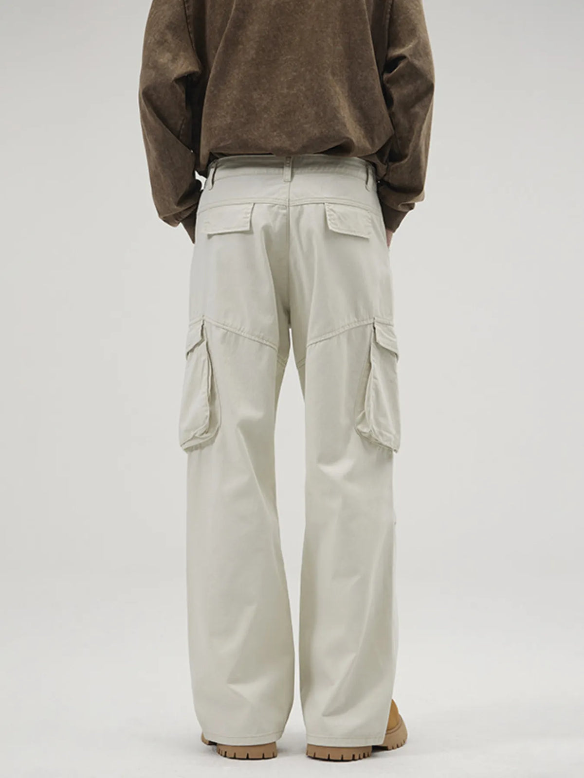 Men's Full Size Loose Fit Cargo Pants Plus Size in Apricot White, view 4