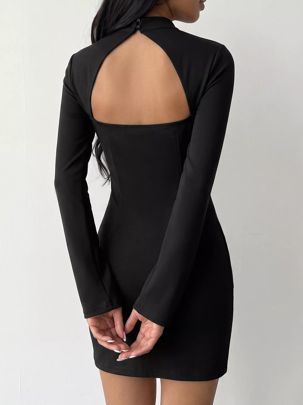 Cutout Back Long Sleeve Bodycon Mini Dress
