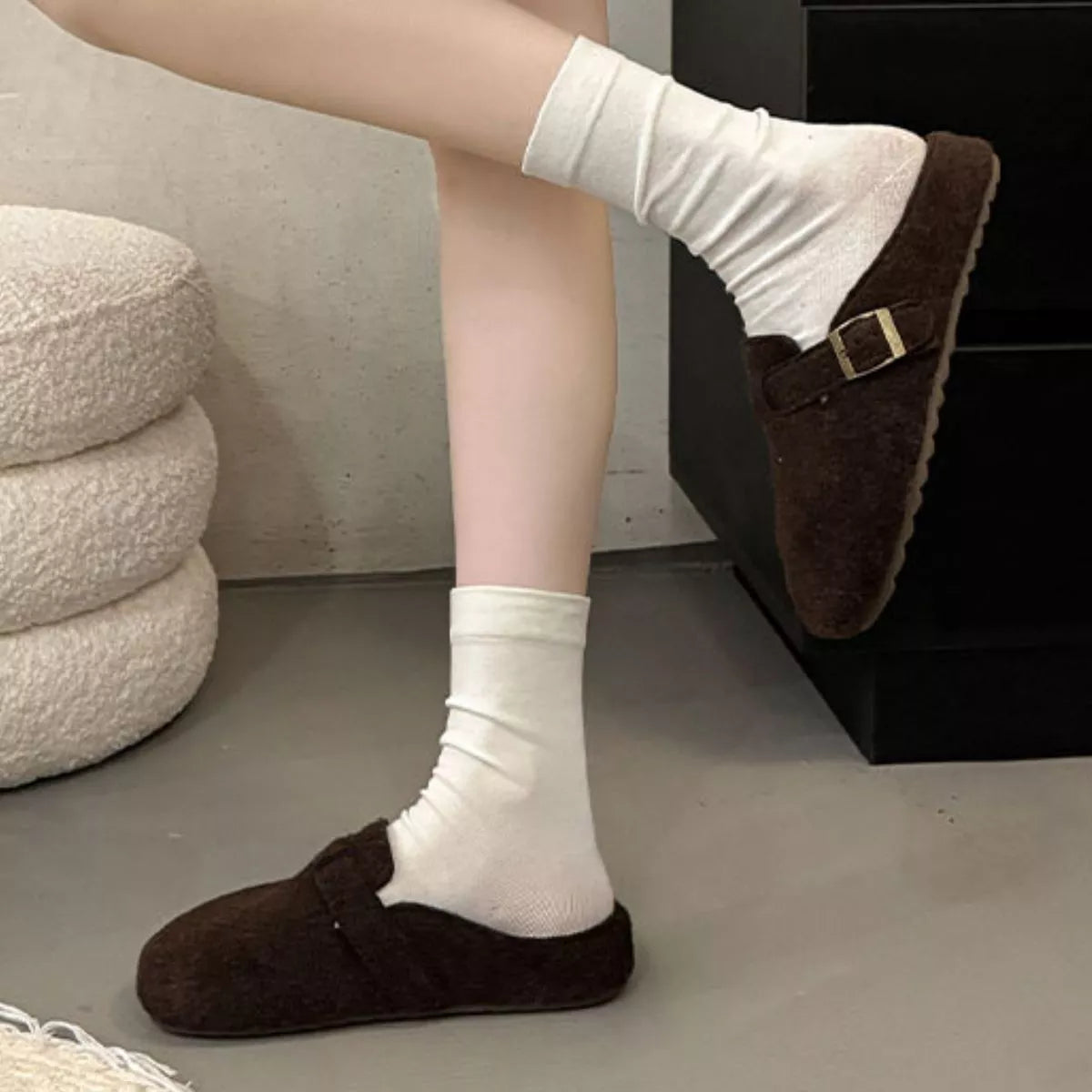 Buckle Decor Round Toe Slippers - Lilixa.store