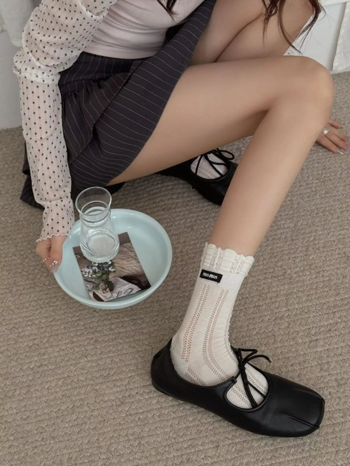 Knitted Crew Socks in White