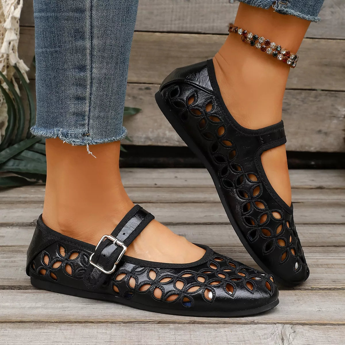 Round Toe Cutout Slip-Ons - Lilixa.store