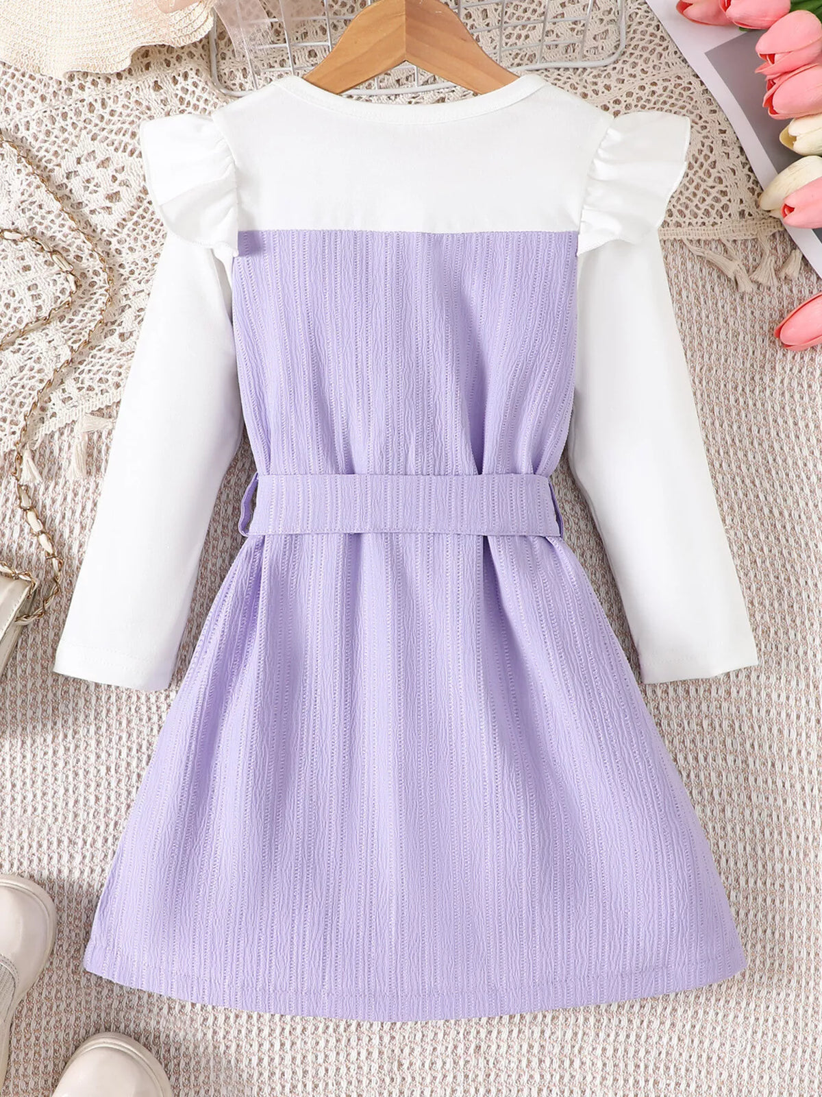 Children's Ruffled Bow Long Sleeve Dress - Lilixa.store