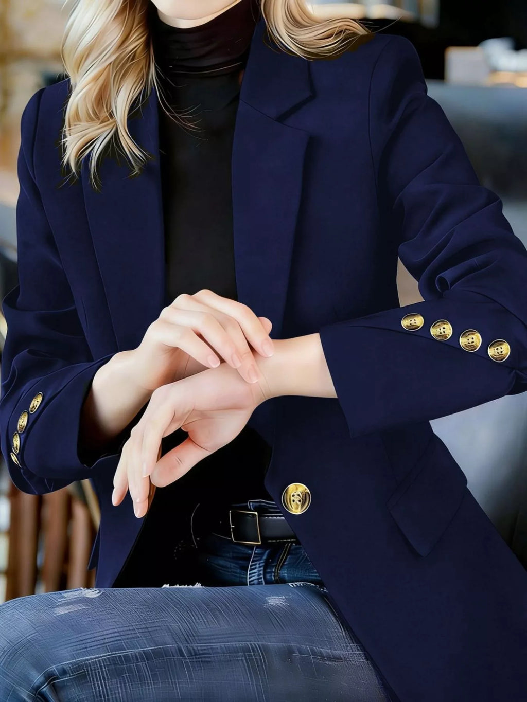 Full Size One Button Lapel Collar Blazer Plus Size - Lilixa.store