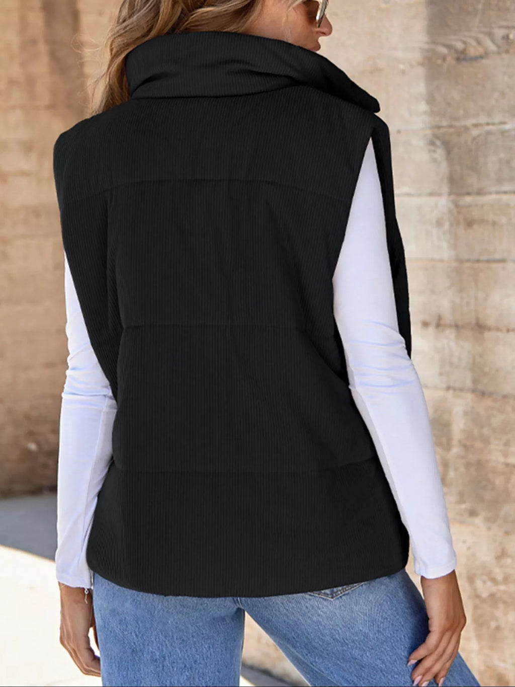 Corduroy Zip Up Vest Coat - Lilixa.store