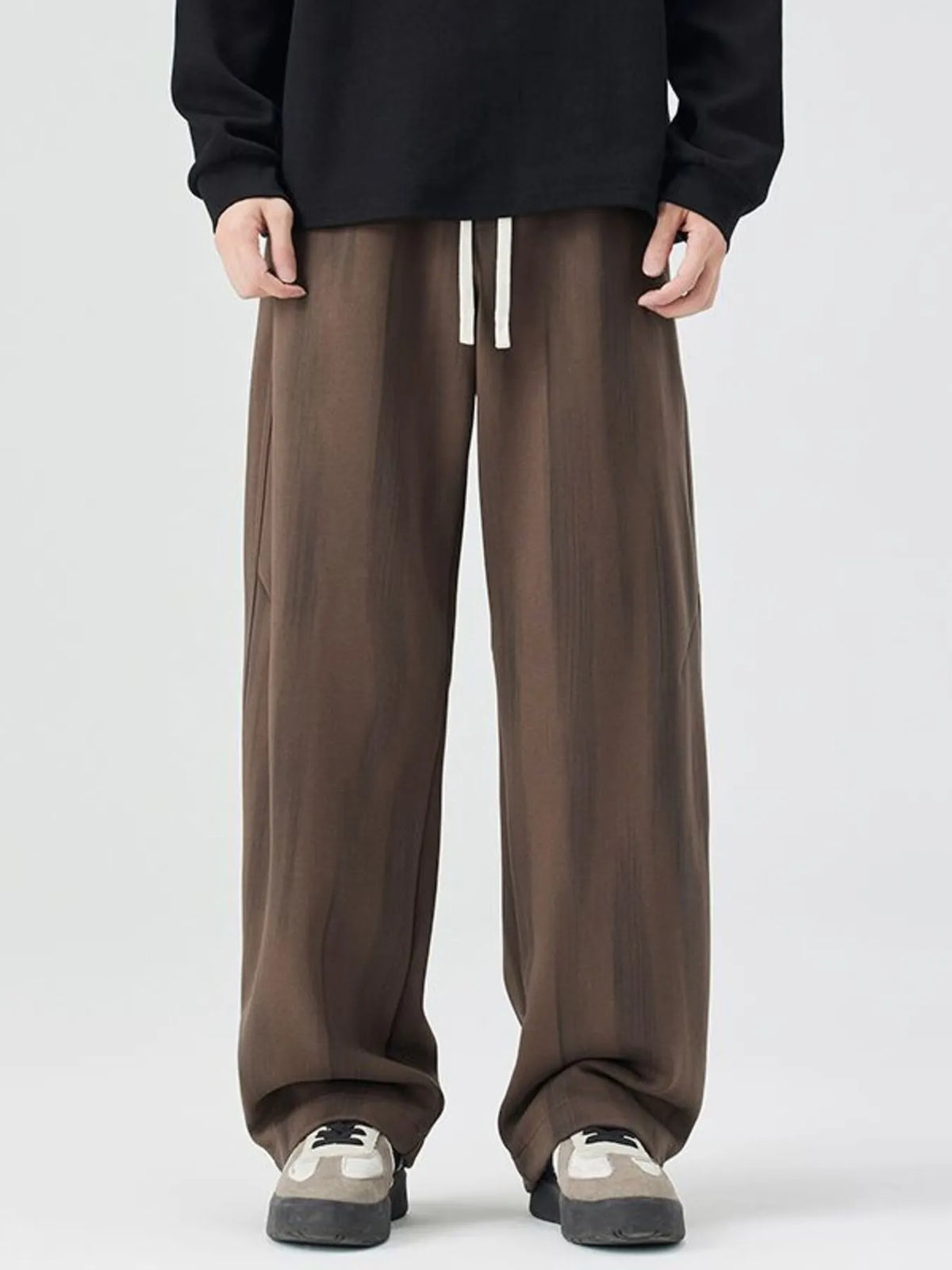 Men's Plus Size Relaxed Fit Drawstring Casual Pants in Brown