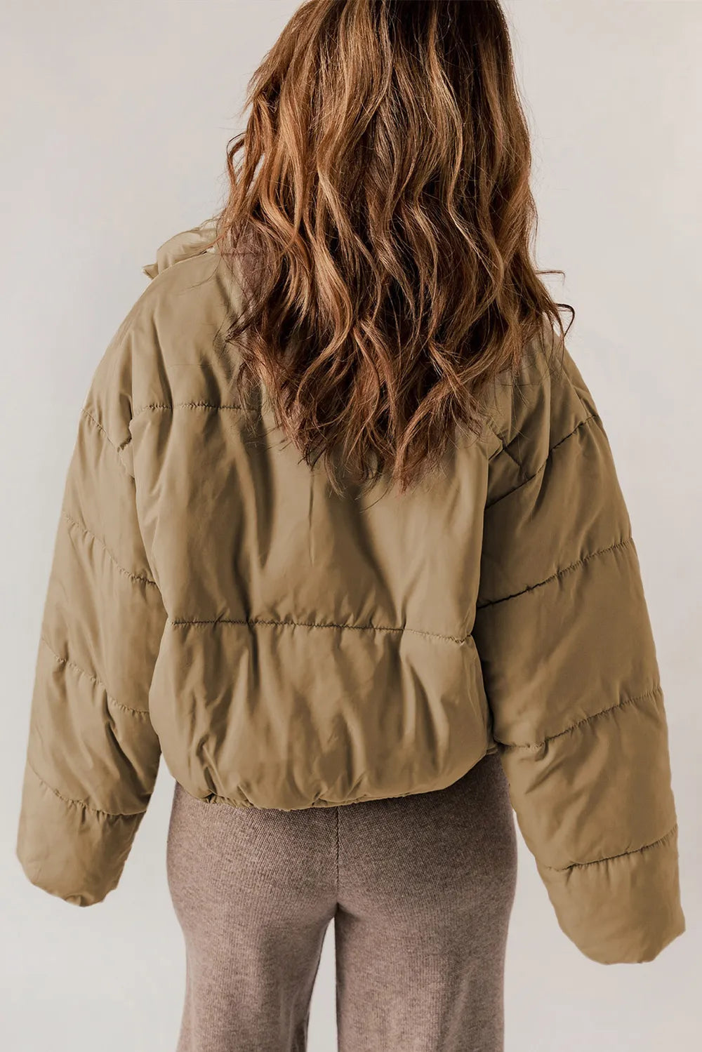 Zip Up Collared Neck Long Sleeve Winter Coat - Lilixa.store