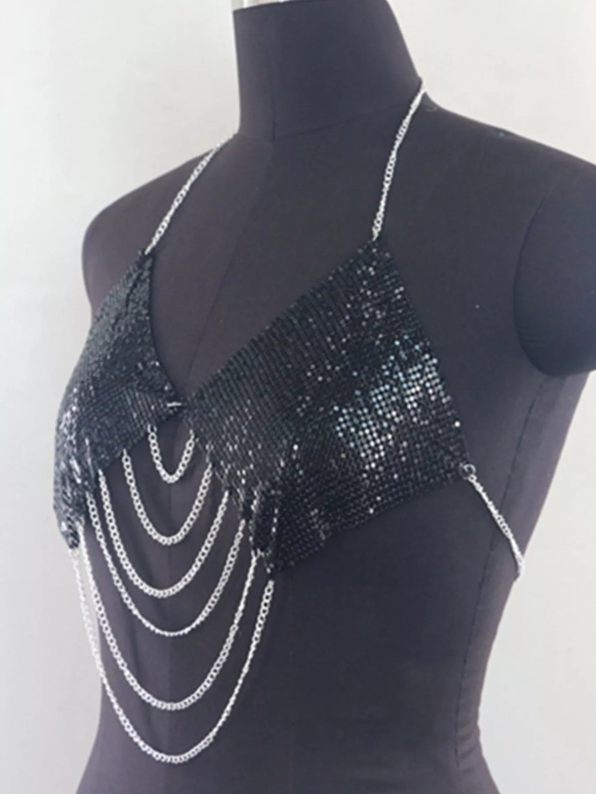 Metallic Chainmail Halter Cami Top, view 11