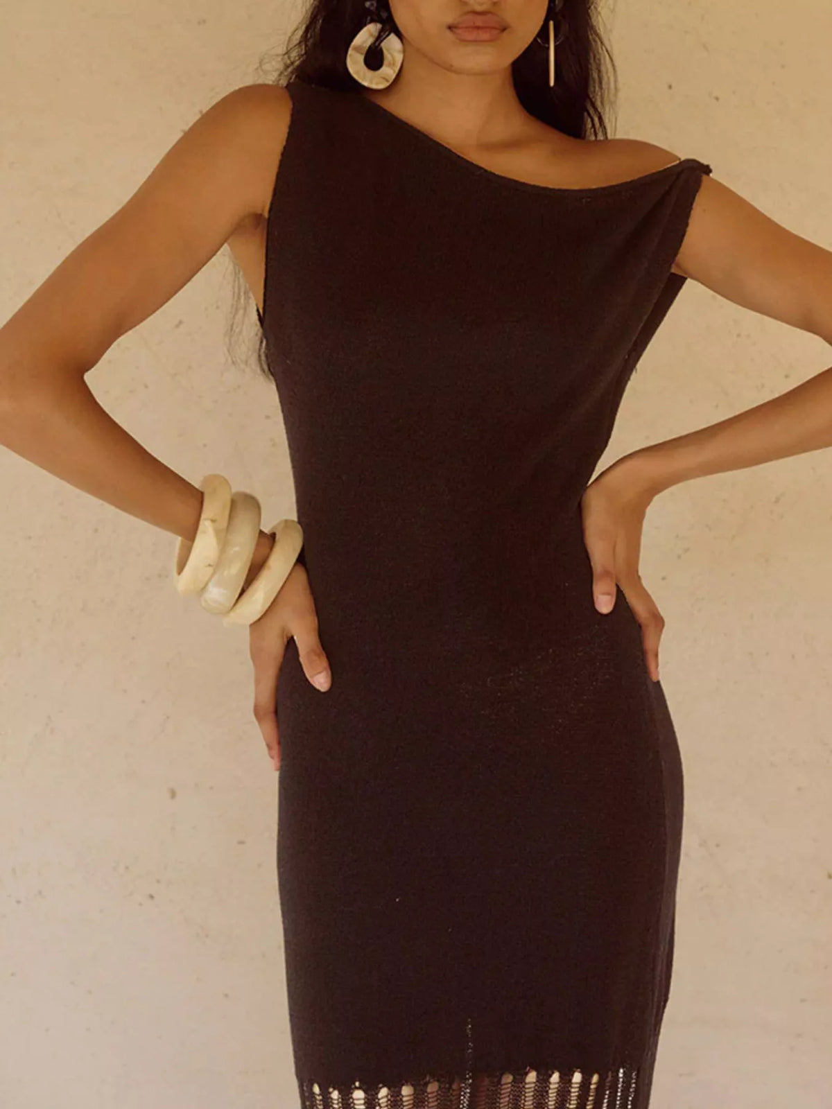 One-Shoulder Fringe Maxi Dress - Lilixa.store