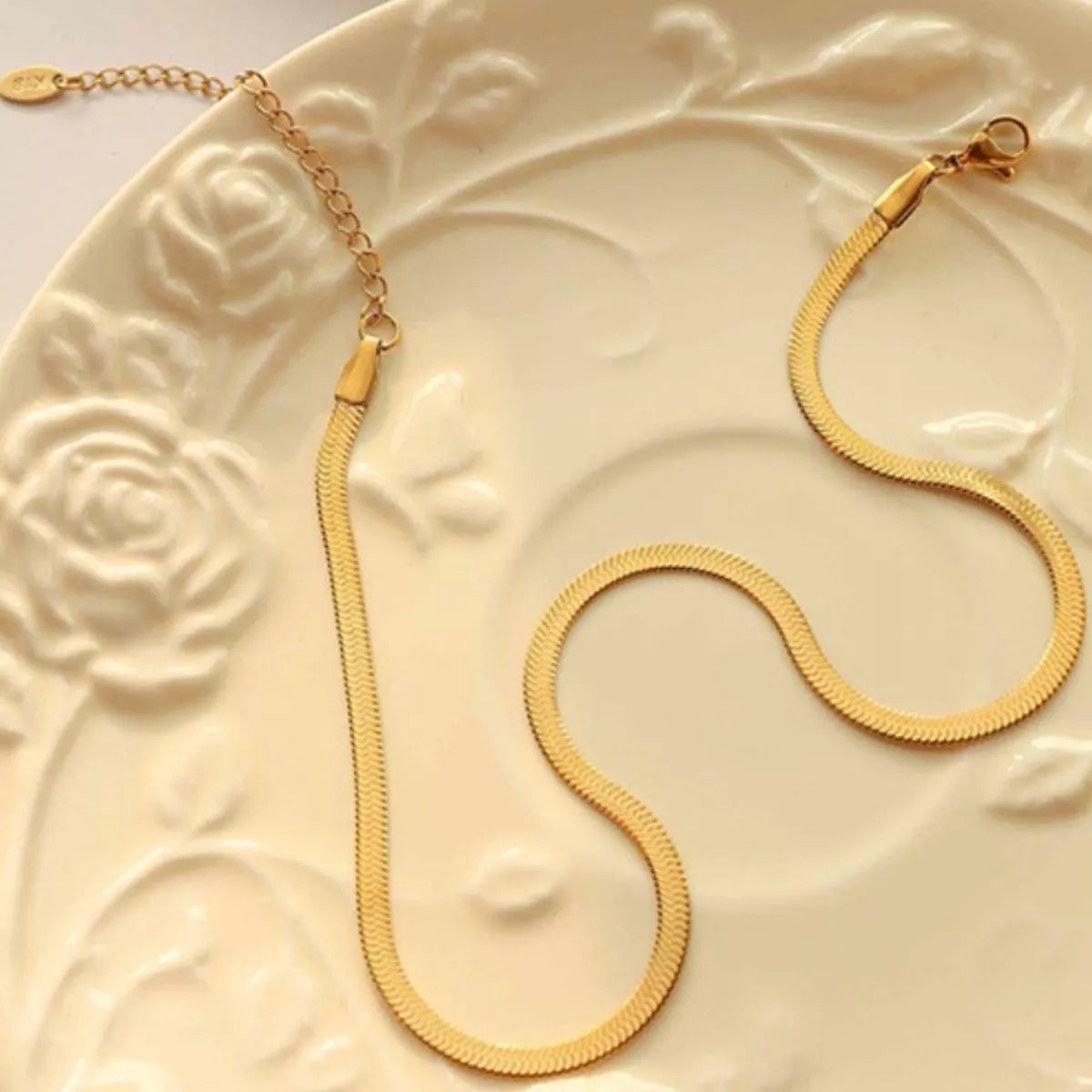 18K Gold-Plated Titanium Steel Necklace, view 5