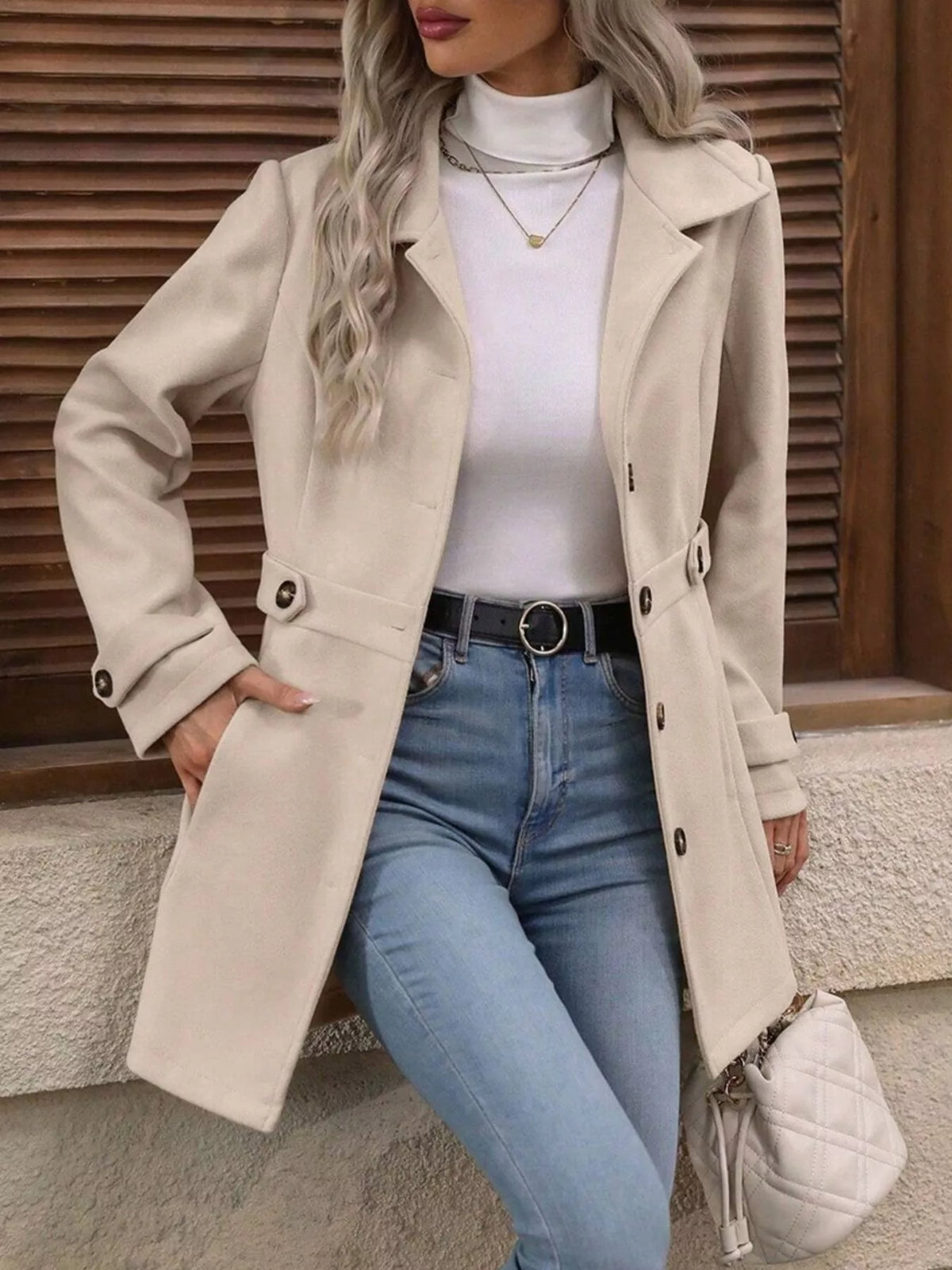 Single-Breasted Long Sleeve Coat - Lilixa.store
