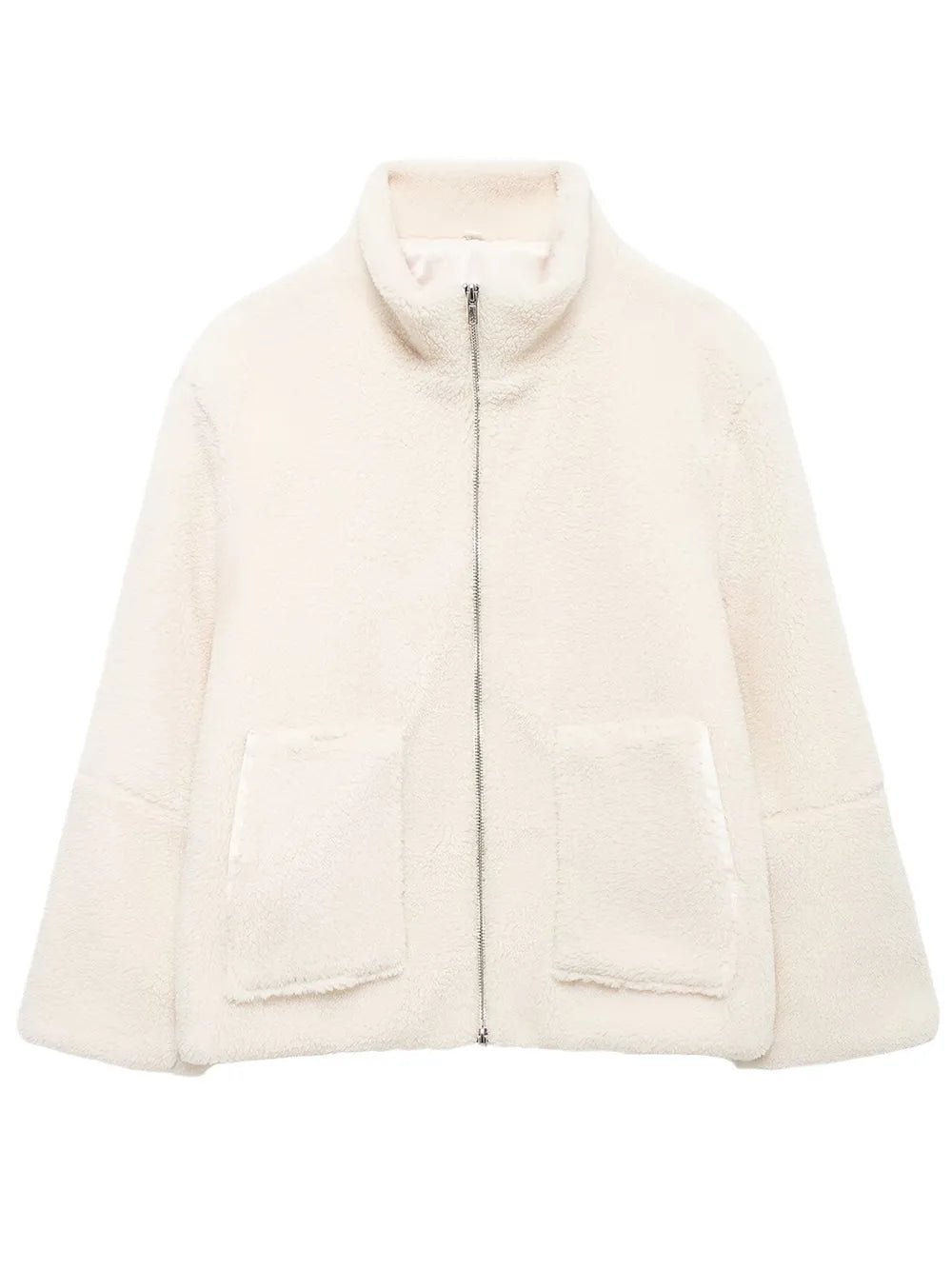 Turtleneck Zip Up Long Sleeve Plush Jacket, view 18