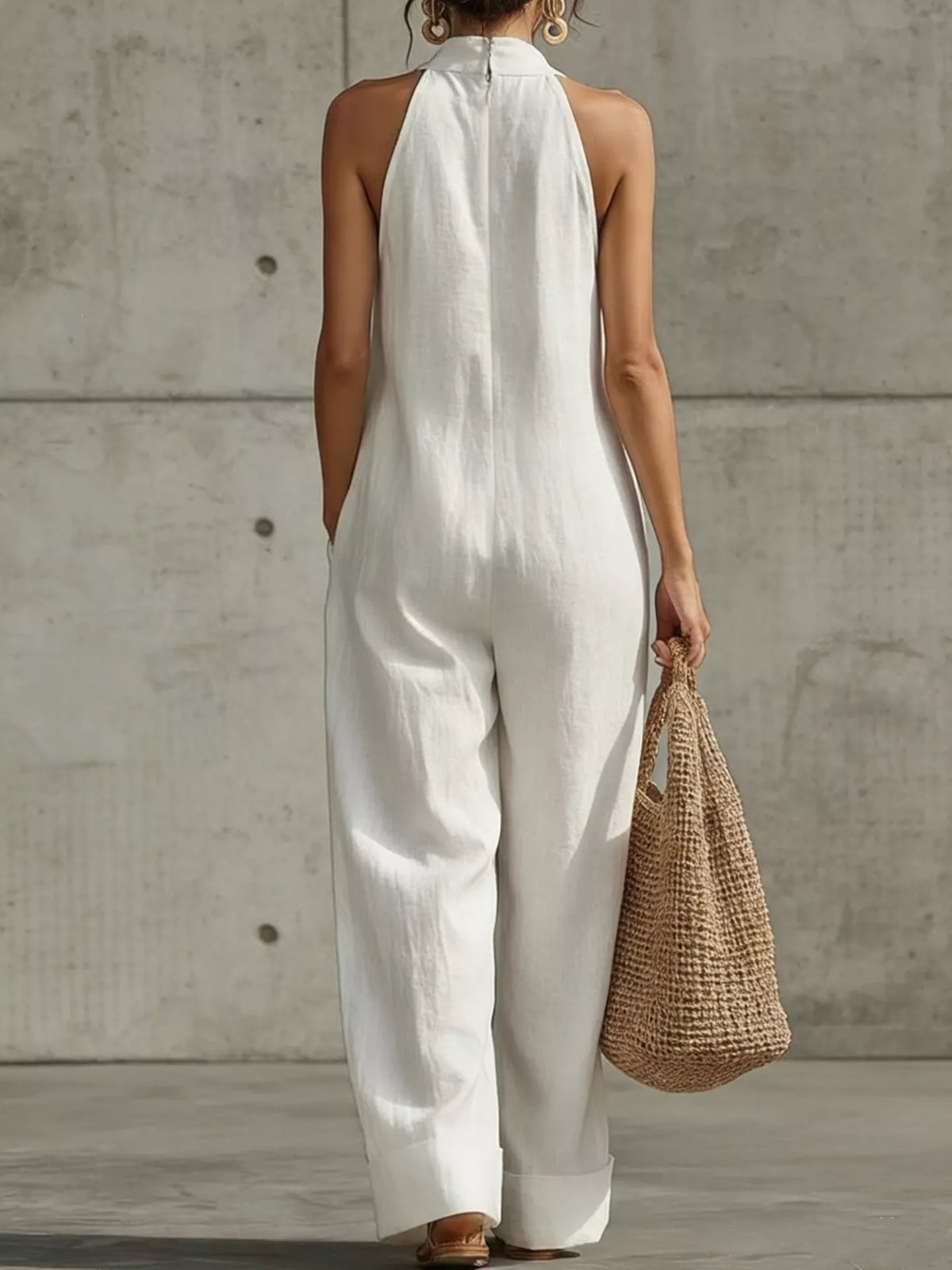 Full Size Halter Neck Wide-Leg Jumpsuit Plus Size - Lilixa.store