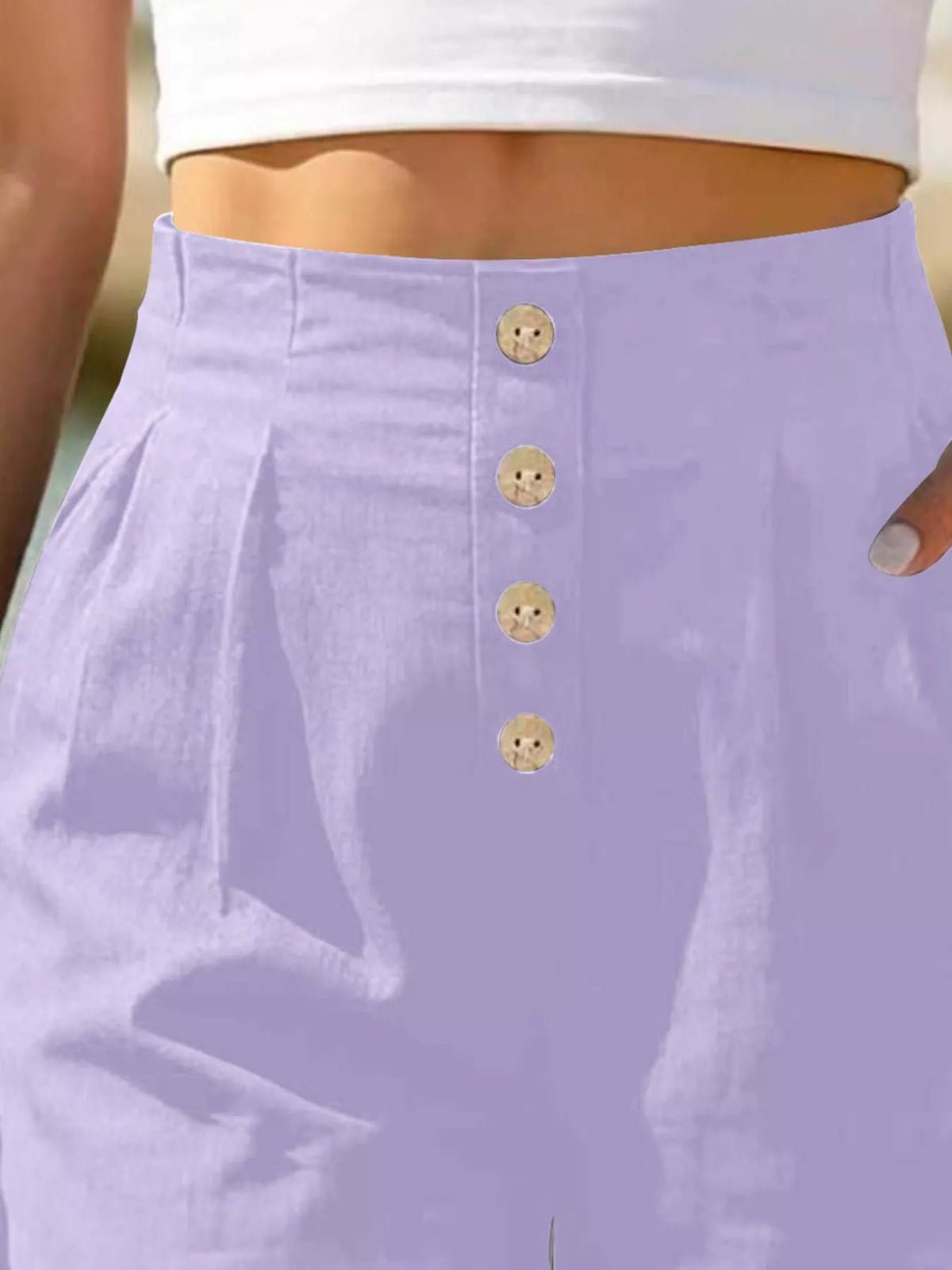 Button Fly High Waist Shorts, view 15
