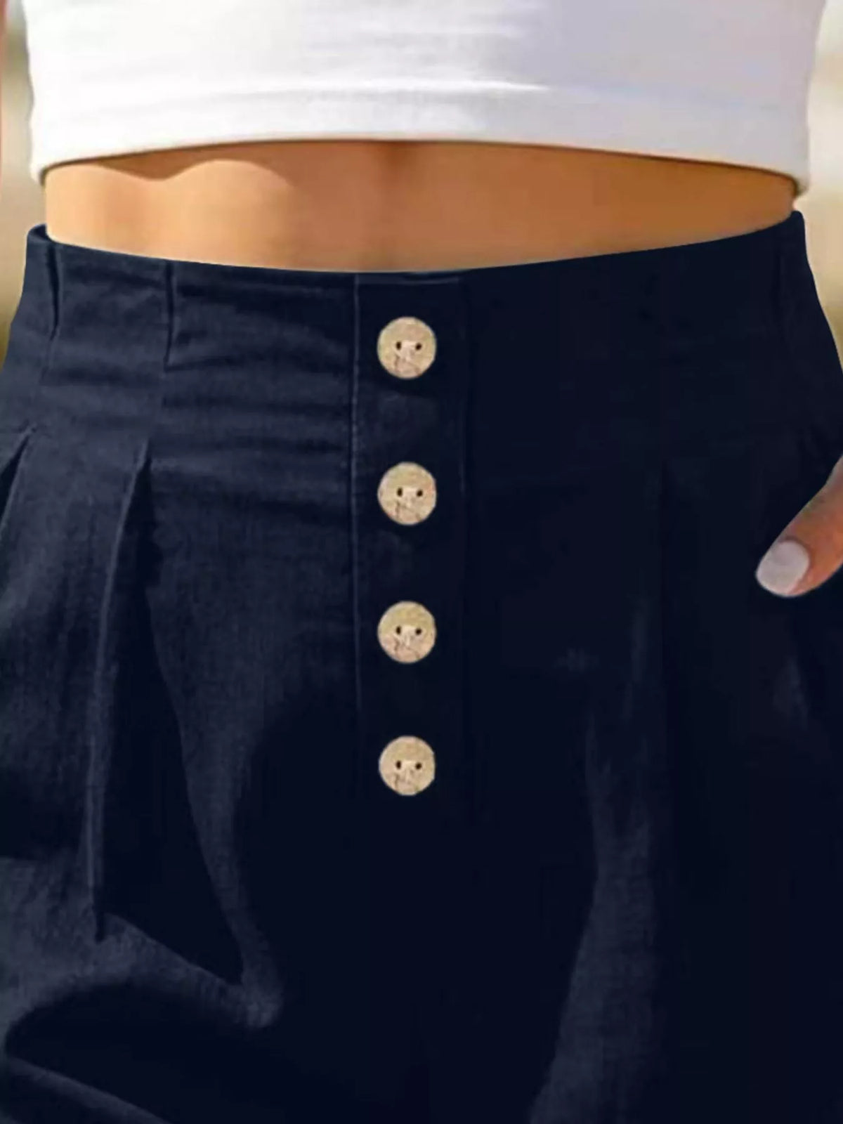 Button Fly High Waist Shorts, view 19