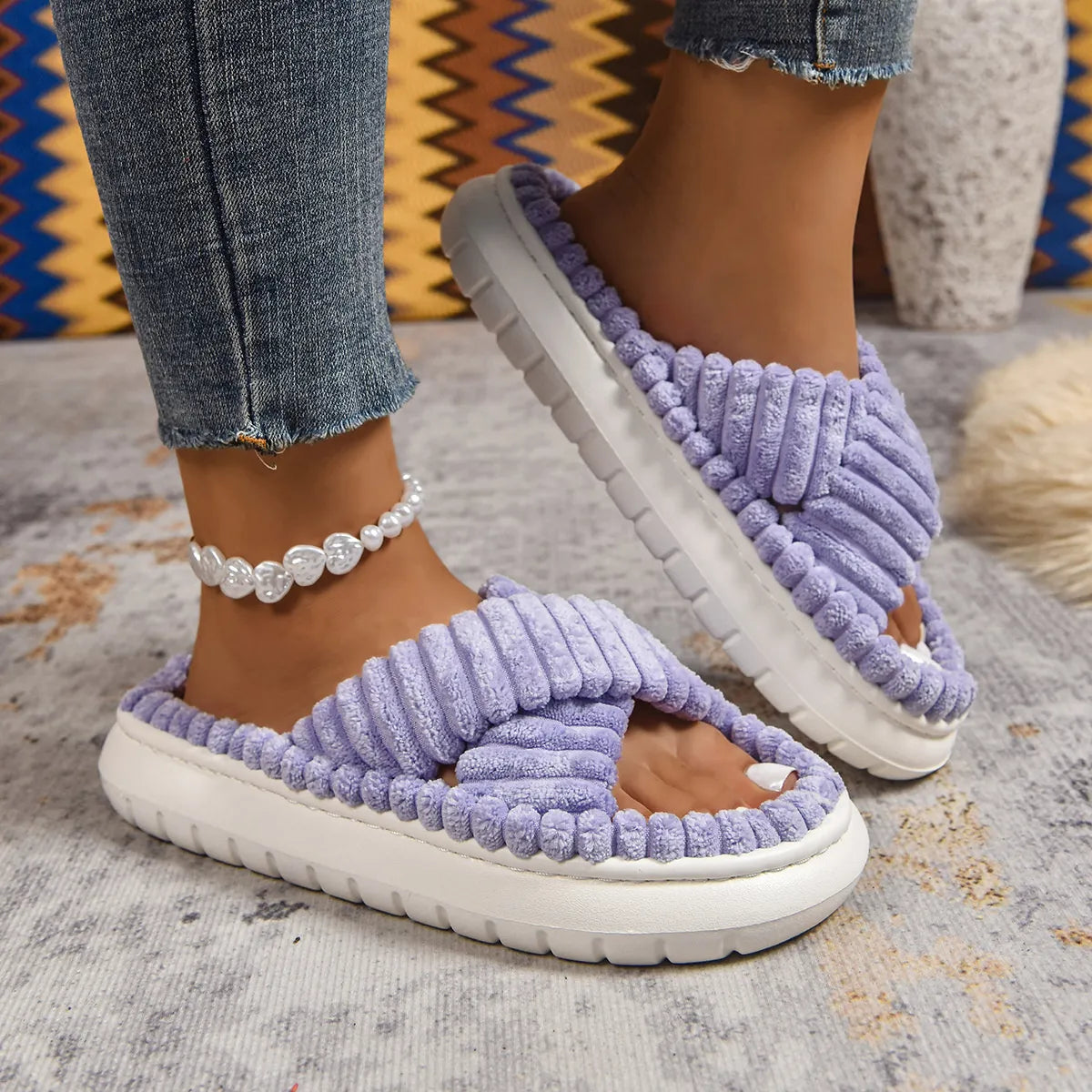 Crisscross Open Toe Platform Slippers - Lilixa.store