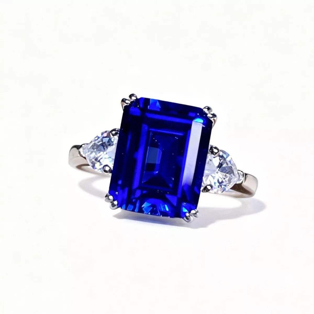 925 Sterling Silver Sapphire Geometric Ring - Lilixa.store