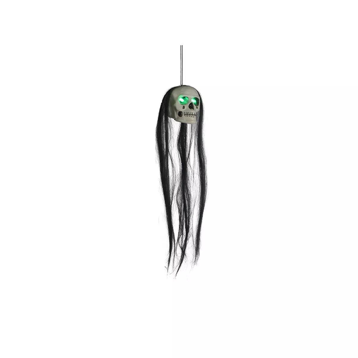 Halloween Hanging Dual-Skull with Glowing Eyes and Long Hair - Lilixa.store