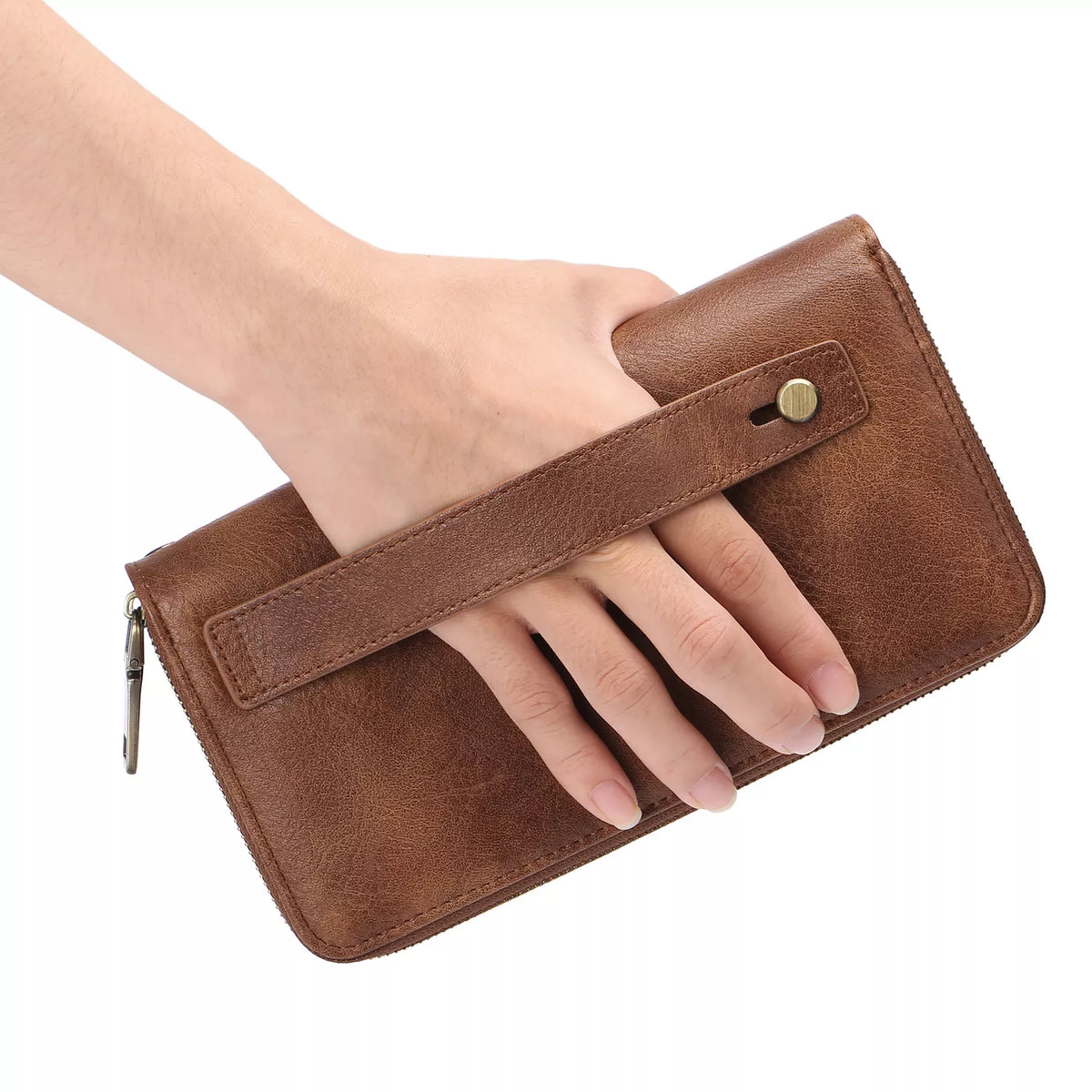 Vintage Style Double Zipper Leather Wallet - Lilixa.store