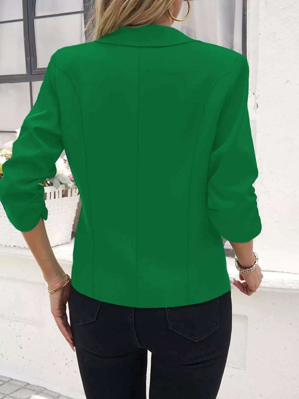 Full Size One Button Lapel Collar Blazer Plus Size - Lilixa.store