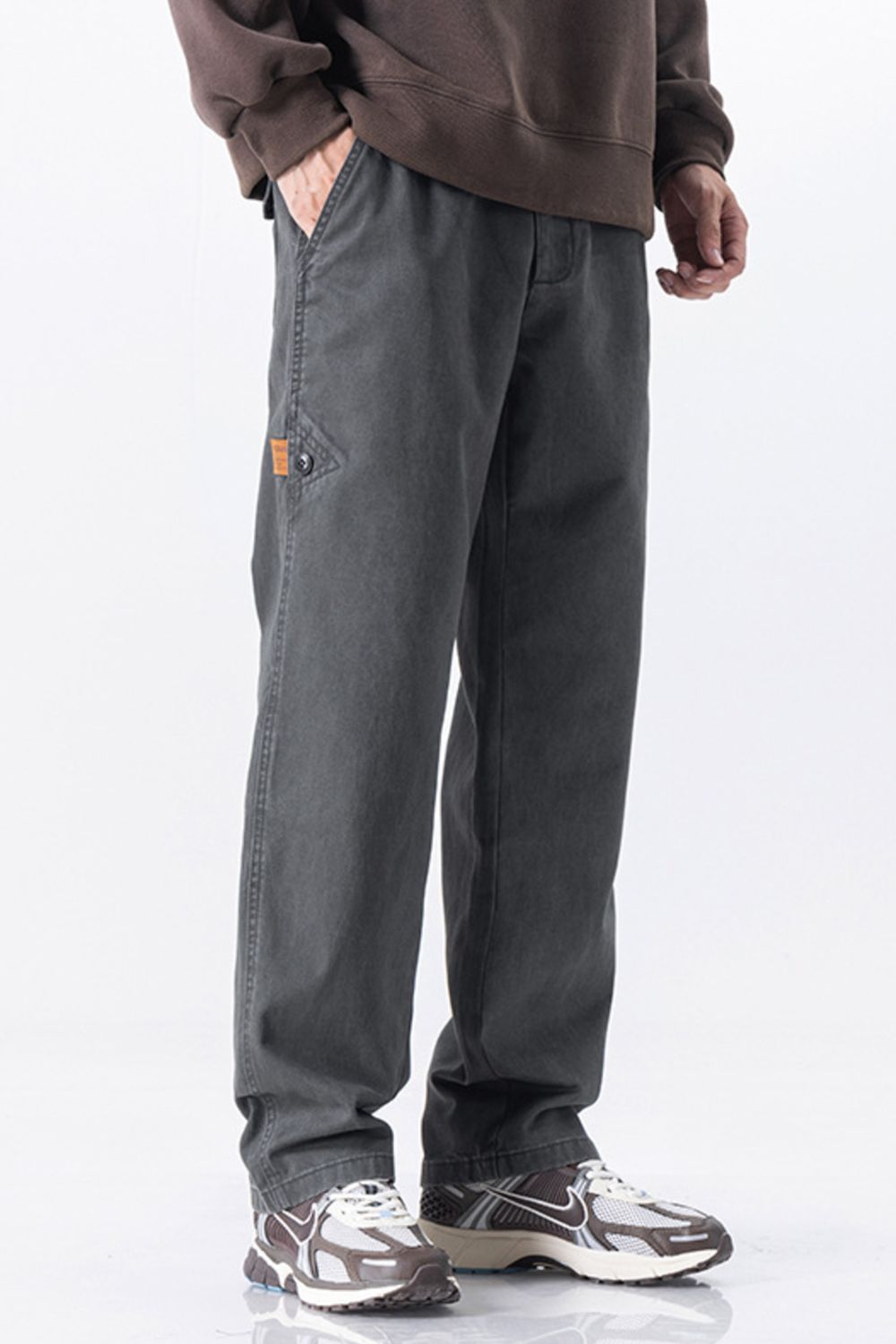 Men's Plus Size Wide Leg Pants in Dark Gray