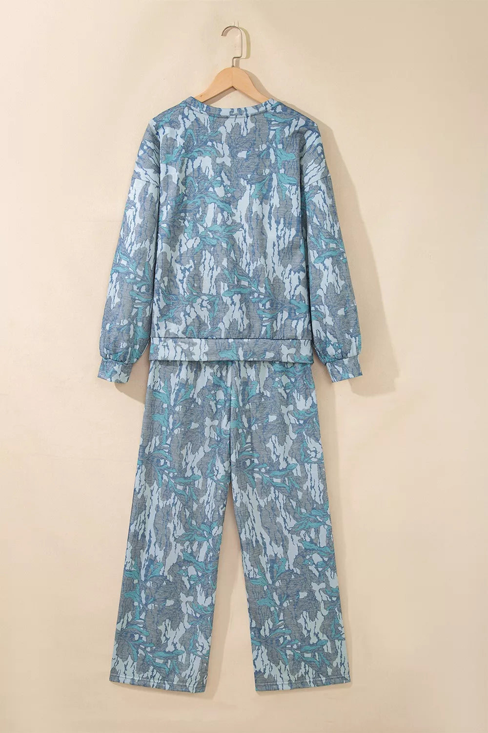 Multicolour Abstract Botanical Print Top and Drawstring Pants Set - Lilixa.store