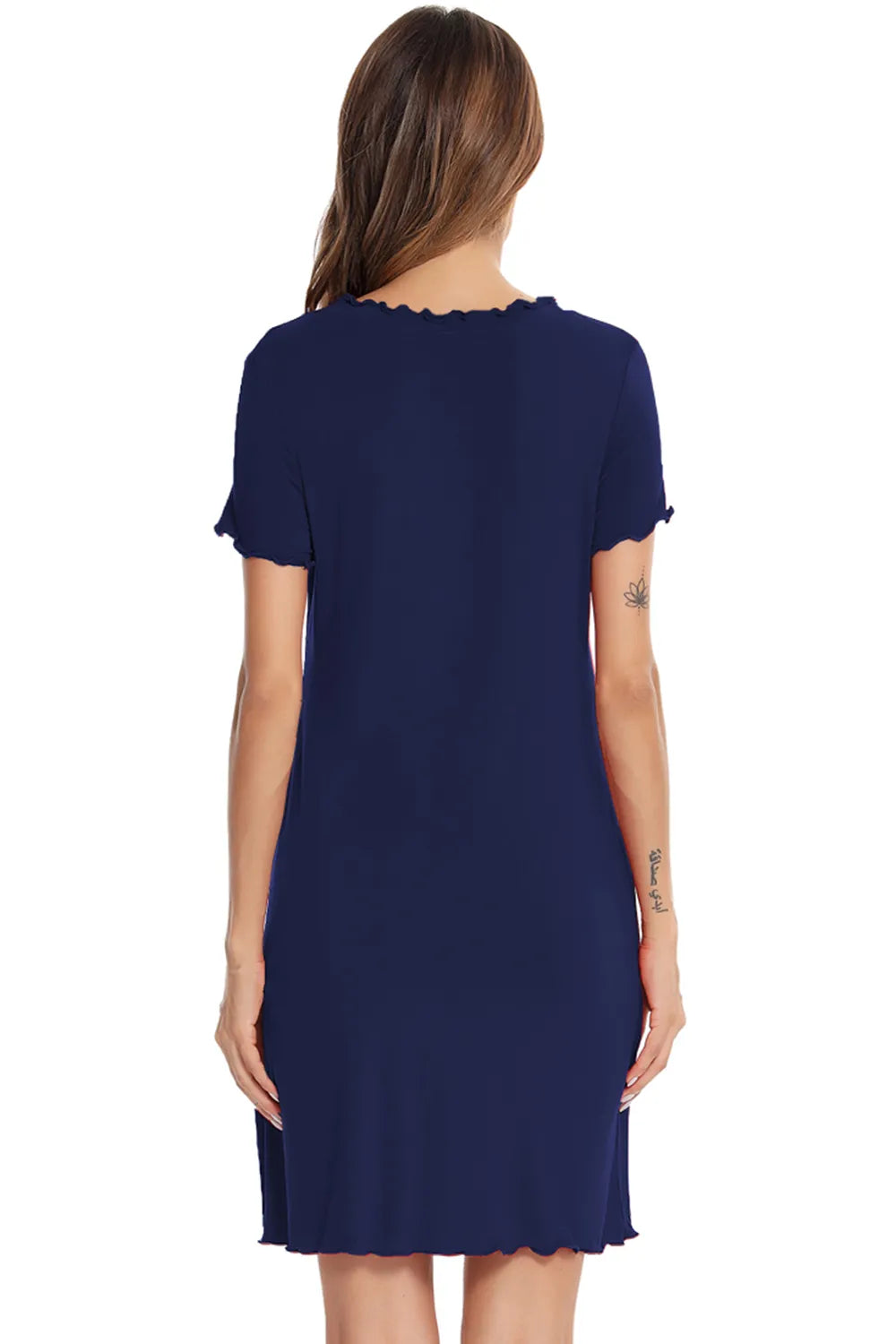 Round Neck Short Sleeve Lounge Dress - Lilixa.store