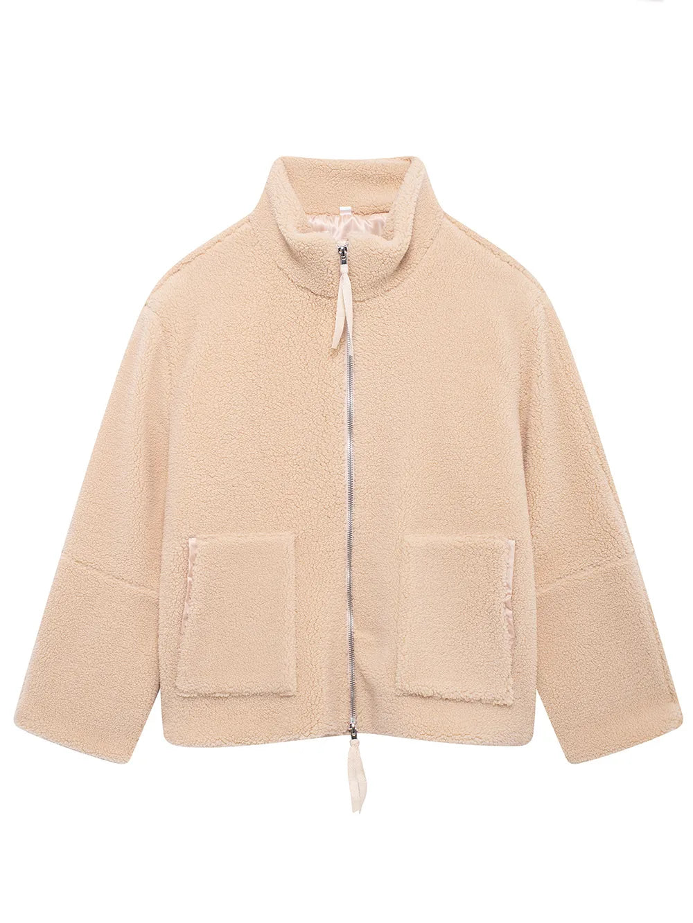 Turtleneck Zip Up Long Sleeve Plush Jacket, view 27